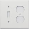 Stamped Steel Smooth White 2 Gang Switch Plate, 1 Toggle