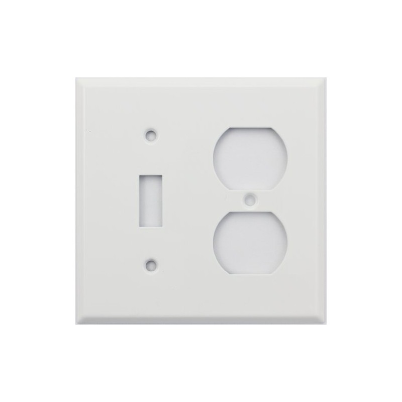 Stamped Steel Smooth White 2 Gang Switch Plate, 1 Toggle