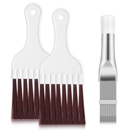 Pimoys 3 in 1 Set Air Conditioner Condenser Fin Comb, 1 Coil Cleaner Stainless Steel Fin Comb with 2 Evaporator Radiator Cleaning Whisk Brush