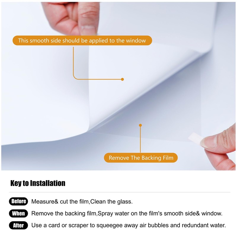 FEILAYS White Thickened Total Blackout Window Film Frosted Glass Static