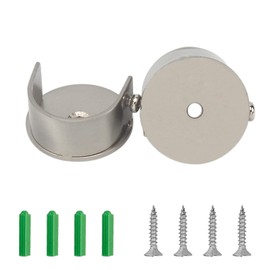 ZOCONE 2 Pcs Recess Brackets for Curtain Poles with Screws Wooden Curtain Pole Brackets 28mm Stainless Steel Brackets for Poles, Silver