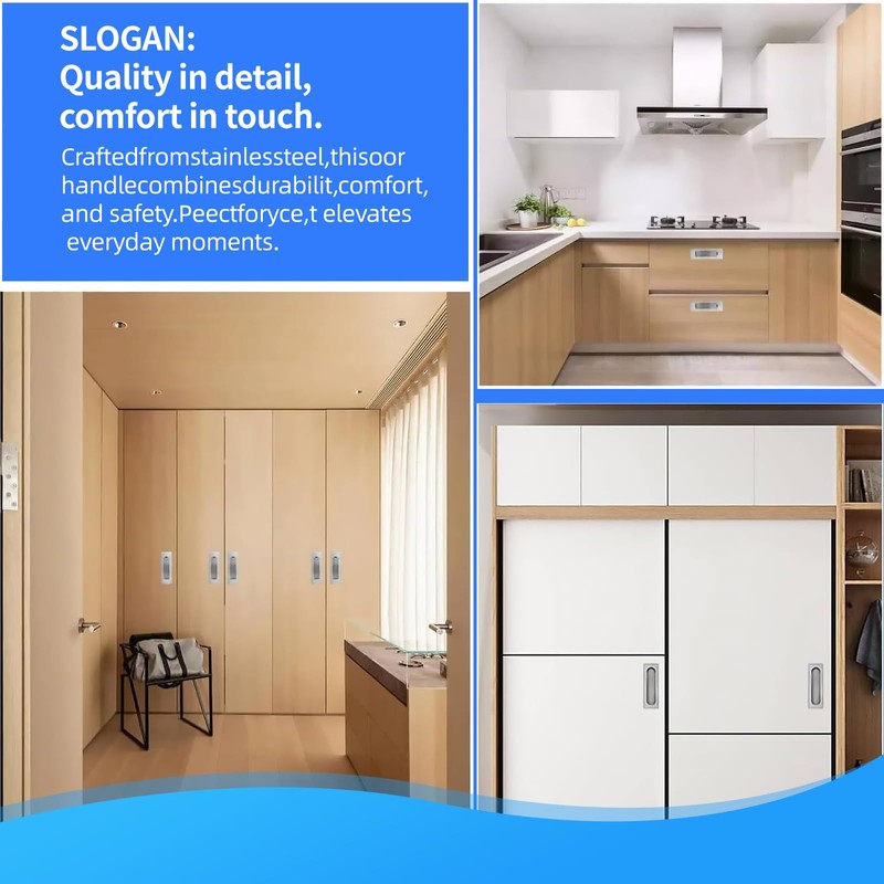 Wjelet 2 Pcs Flush Door Handles, Concealed Embedded Flush Sliding