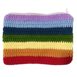 BIBITIME Handmade Rainbow Wallet Crochet Cloud Knitted Handbag for Woman Girl Student Makeup Bag Zipper Change Pouch Purse (Small 7.5"(L) x 4.8"(W), Rainbow)
