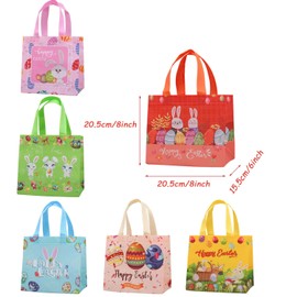 Jwssor Easter Bags,6 packs Reusable Tote Bags,Treat Bags with Handle,Non-woven Bags for Easter Party