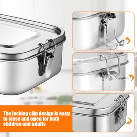 1200ml Stainless Steel Bento Box, Reusable Lunch Box with Removable Divider, Leakproof Metal Food Container, Sandwich Salad Storage Boxes with Compartments for Adults, Kids, School, Office, Home