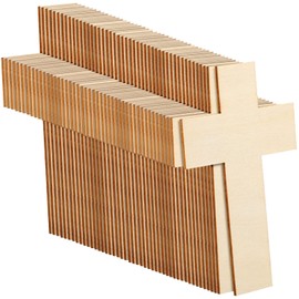 Treela 100 Pack Blank Wooden Cross Unfinished Cross Shaped Wood Cutouts for Crafts Wood Cross for DIY Projects Sunday School Church Home Decoration Ornaments, 11 x 7 Cm/ 4.3 x 2.8 Inches