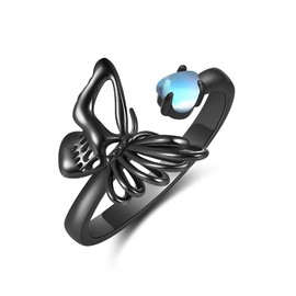 YAFEINI Skull Butterfly Ring 925 Sterling Silver Skull Butterfly Mother's Day Jewelry for Women Mom(US 7)