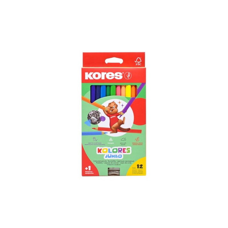 Kores Colores Triangulares Jumbo 5Mm Estuche C/12