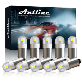 Antline BA9S BA9 1895 1891 53 57 47830 64111 3893 LED Bulb White, Super Bright Canbus Error Free 12 Volt Replacements for Interior Dome Map Lamp License Plate Glove Box Lights (Pack of 10)