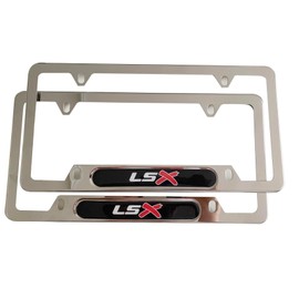 License Plate Frame Cover Holder, LSX Chrome for Camaro Corvette, Truck Car Accessories 2PCS