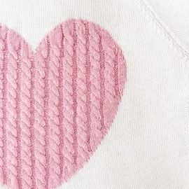 YEMAK Women's Pullover Sweater – Long Sleeve Crewneck Cute Heart Knitted Top Sweaters MK3506-OAT/PNK-S