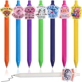 8Pcs Funny Pens Sarcastic Ballpoint Pen with Cute Pattern Swear Sayings Meme Gag Ink Pen Bulk Set for Adults Men Women Office Coworker Colleague Novelty Gift Supplies