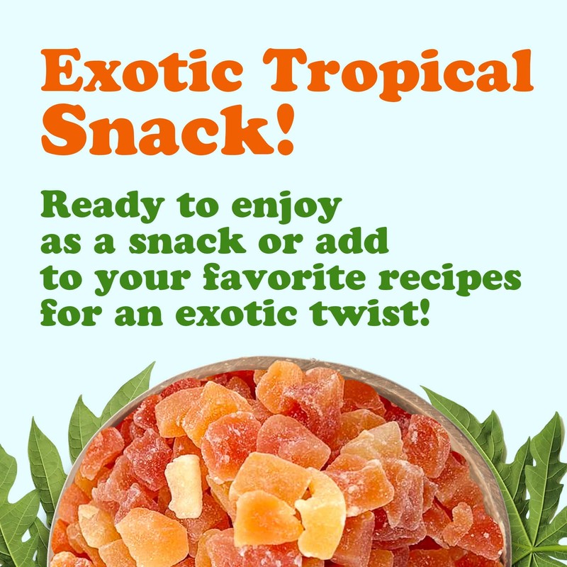 Food to Live Dried Diced Papaya, 8 Ounces Kosher, Vegan,