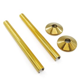 YAZANY Radiator Pipe Covers Chrome, Chrome Radiator Pipe Covers for Towel Rail Radiators Pipe Covers and Collars 15mm x 200mm Gold