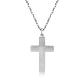 Metro Jewelry Wood Cross Pendant Necklace for Men in Stainless Steel on 24 Inches Long Box Chain