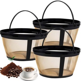 LONGLIV 3 Piezas Filtro para Cafetera，Cápsulas de Filtro de Café de Acero Inoxidable Reutilizables, Cápsulas de Filtro de Café de 12 Tazas para Cafeteras y Cafeteras，Livre de BPA