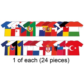 AK Giftshop Football Euro Toppers Decorations 24 National Team Shirts Food Picks Flags (24 Pack)