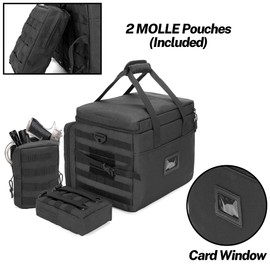samdew Patrol Bag Law Enforcement, Duty Bag for Police Equipment with 2 Detachable MOLLE Pouches & Laptop Layer (up to 15.6"), Bailout Tactical Organizer for Car Front Seat, Black