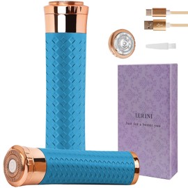 Lurini Facial Hair Remover for Women, Painless Rechargeable Hair Removal Device, Comes with 2 Replacement Heads, Portable Electric Shaver/Razors for Face, Chin, Upper Lip, arms (Sky Blue)