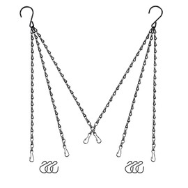 Bunhum Hanging Basket Chain for Hanging Plants Flower Pot Chains, 2 Sets Black 24 inch 3 Point Hanging Chains Hangers for Bird Feeders, Billboards, Lanterns, Decorative Ornaments
