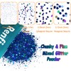 Renfio Holographic Blue Chunky Glitter, 3.5 Oz (100g) Metallic PET