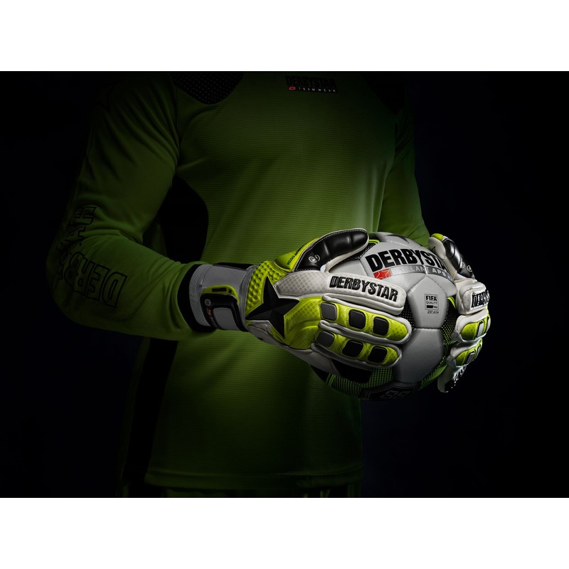 Derbystar Men APS Defender Themis Goalkeeper Gloves - Black/Yellow/White, Size