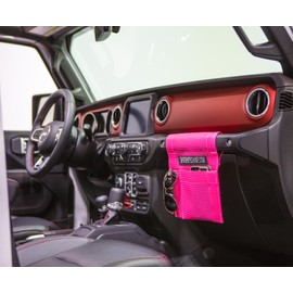 SPIDERWEBSHADE Grab Bag for Jeep - Front Passenger Seat Grab Bar Organizer - Travel Essentials Holder - MADE IN AMERICA (Pink)