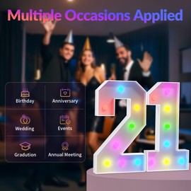 JoyMuse Colorful Marquee Numbers 3FT, Light Up Numbers 1 for 1st Birthday Decoration, 1st Birthday Light Up Sign with 18 Colors Remote Control, Large Numbers for Party Anniversary Decor