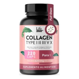 Colágeno Hidrolizado 220 Cápsulas Colágeno tipo I Il Ill V X | LIFE360+