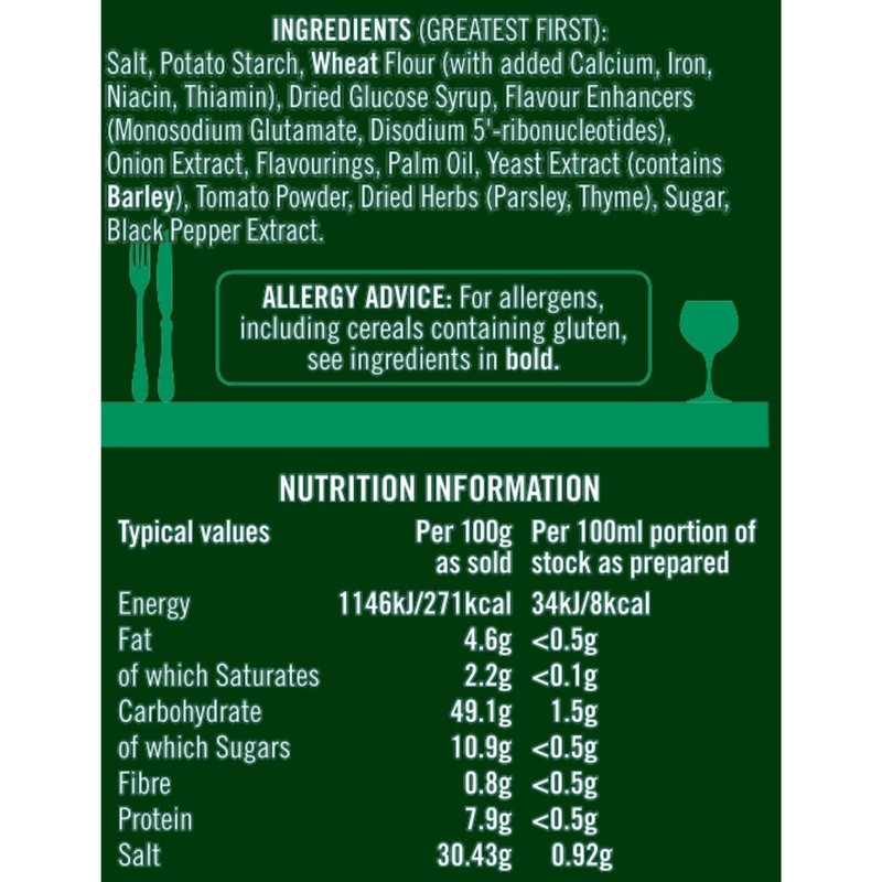OXO 60 Full-Bodied Flavour Vegetable Stock Cubes, 378 g (Pack