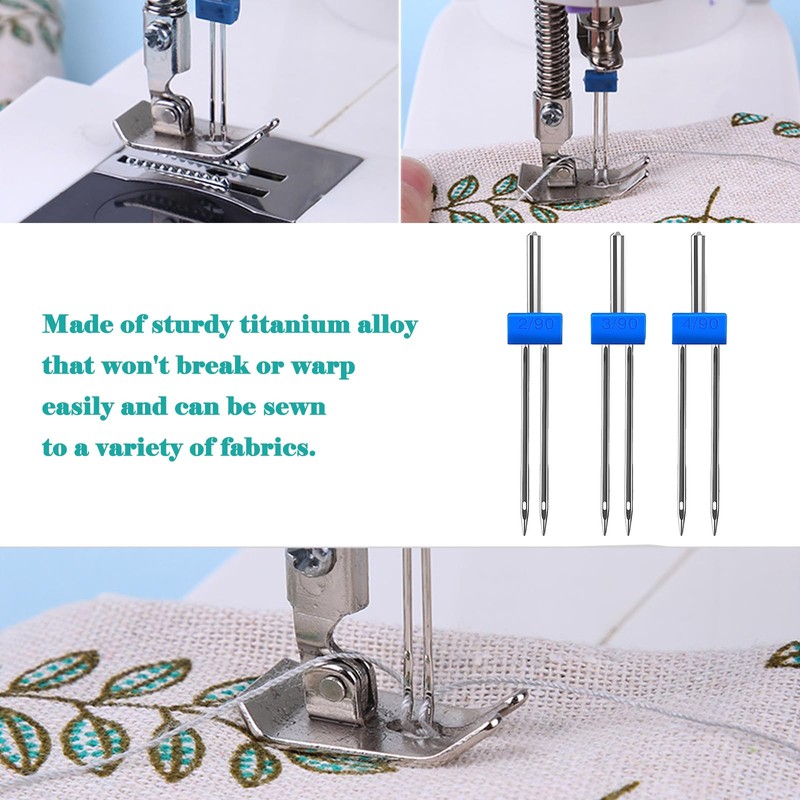 3 Size Twin Needles for Sewing Machine,Stretch Machine Double Twin