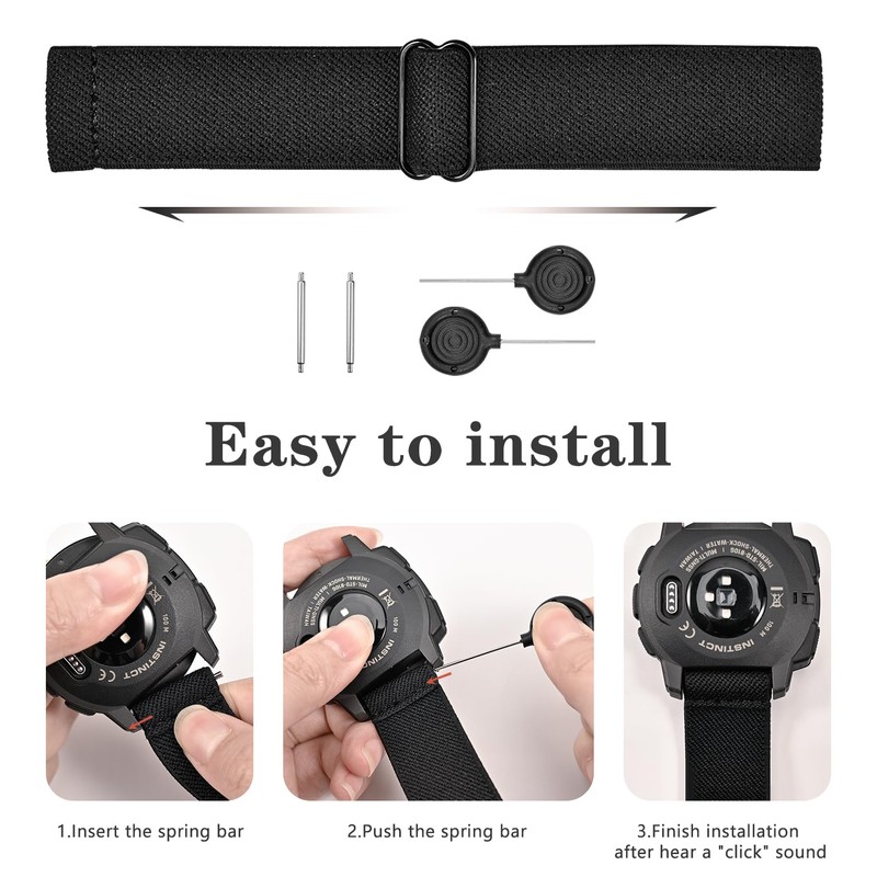 HQzon 22mm Elastic Nylon Band Compatible with Garmin Instinct 1/2/3