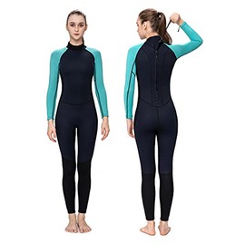 FLEXEL Full Wetsuit Women 3mm Wet Suits 3/2 Adult Long Sleeves Cold Water Neoprene Surfing Diving Snorkeling Body Suits(Blue 3/2mm, Large)