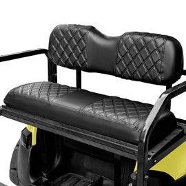 PZWLI Golf Cart Diamond Seat Covers Fit Club Car DS/Precedent/EZGO TXT/RXV/Yamaha Regular Seat Cushion Aftermarket Back Seat Kit, Golf Cart Vinyl Replacement Seat Cover,No Staples Required,Black