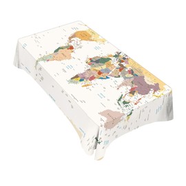 TKS MITLAN World Map Decorative Rectangle Tablecloth Vintage Colors Highly Detailed Political Polyester Table Cloths Kitchen Table Cover for Dining BBQ Picnic Coffee Table 52 x 70 Inch 4-6 Seats