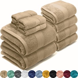 LEBENGOOD 10-Piece Cotton Hand Towel Set with Hanger 2 Bath Towels, 4 Hand Towels and 4 Washcloths 100% Oeko-Tex Guest Towels, Bath Towels, Bath Towels, Bath Towels, Bath Towels, Bath Towels, Bath