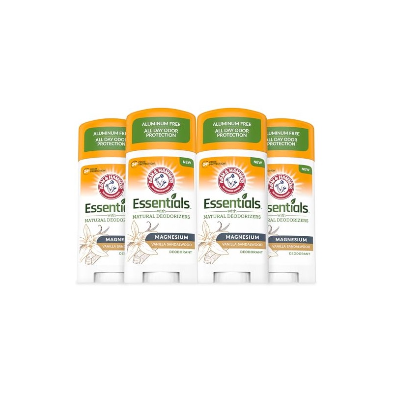 Arm & Hammer Essentials Deodorant with Magnesium, Vanilla Sandalwood, Aluminum