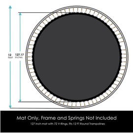 Trampoline Parts CO Universal Round Trampoline Jump Mat Replacement, Fits 12 FT Round Trampoline Frame, 72, 80 V-Rings, Durable, Weather Resistant, Fits Jumpzylla Trampoline