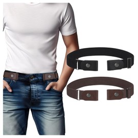 BELTROAD 2 PCS No Buckle Belts Buckleless Stretchy Invisible Belt without Buckle for Men Women Jeans Pants