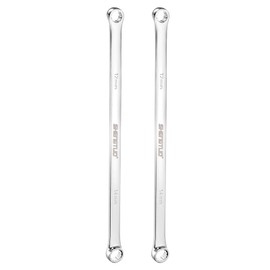 sourcing map 2pcs Double End Box Wrench 12 x 14 mm Metric 12 Point 0 Degree Offset Extra Long Double End Box Ratcheting Wrench CR-V Polished Long Spanner Tools for Repairs