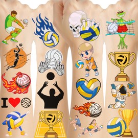 Volleyball Temporary Tattoos - 60Pcs Volleyball Party Decorations Birthday Party Favors Supplies Accessories Volleyball Stickers Use For All Of Ages Kids Youth Adult Gift Idea