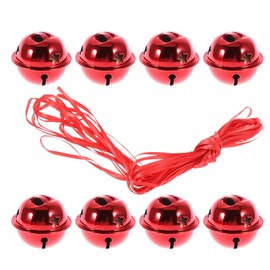 Garneck 21Pcs Christmas Bell Ornament, Small Jingle Bells Crafts Five- point Star Shape Metal DIY Bells with Ribbon for Wreath Holiday Home Christmas Decoration (20pcs 3cm Red Bells+ 10m Ribbon)