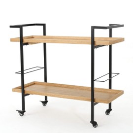 Gerard Industrial Natural Finished Wooden Bar Cart