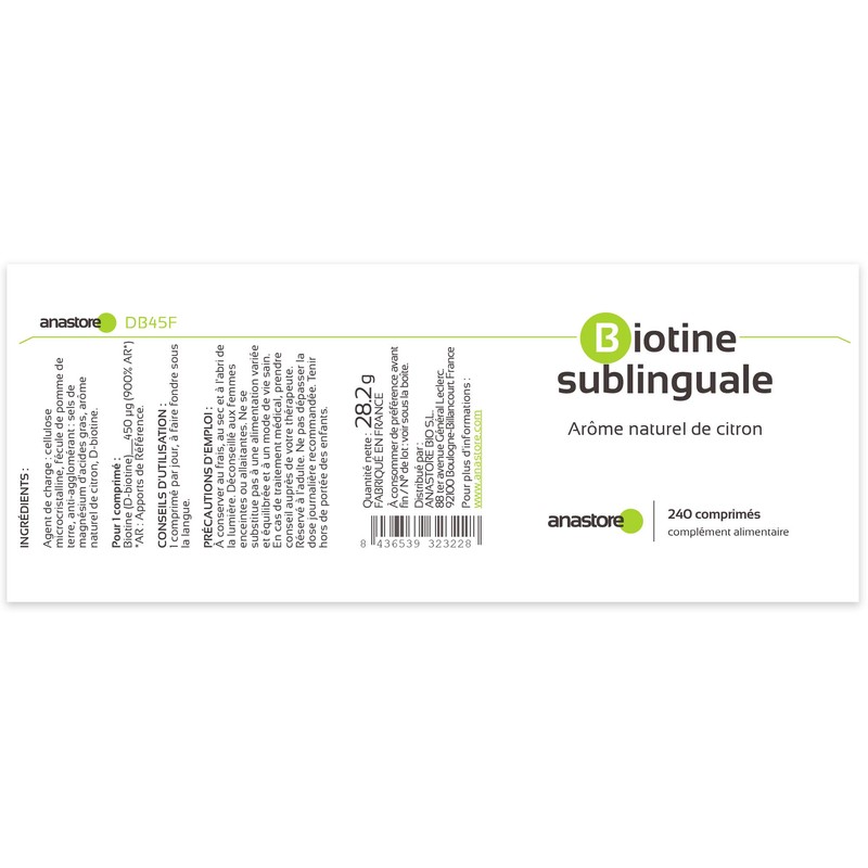 SUBLINGUALES BIOTIN * 450 μg / 240 Tablets * Hair