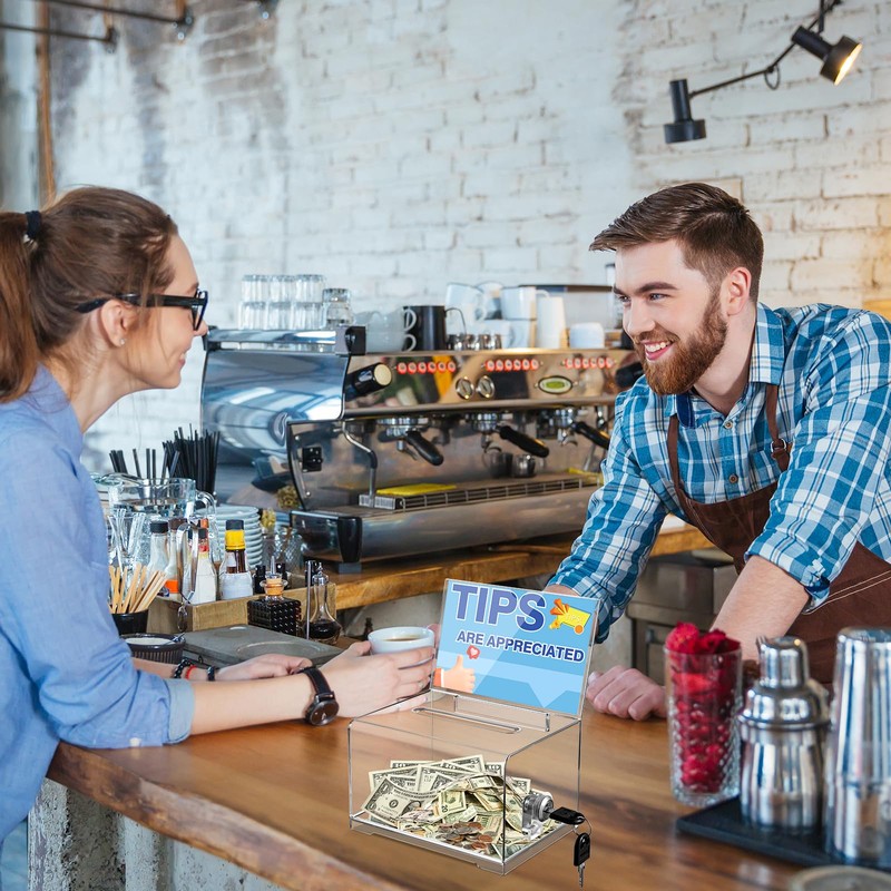Polmart Clear Donation Box with Lock - Secure Ballot Box