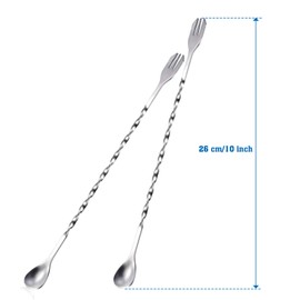Boao 8 Pcs 10 Inch Long Bar Spoon Cocktail Spoon Stirring Mixing Long Stainless Steel Spiral Pattern Cocktail Stirrers Spoons for Bartender and Home Use (Silver)