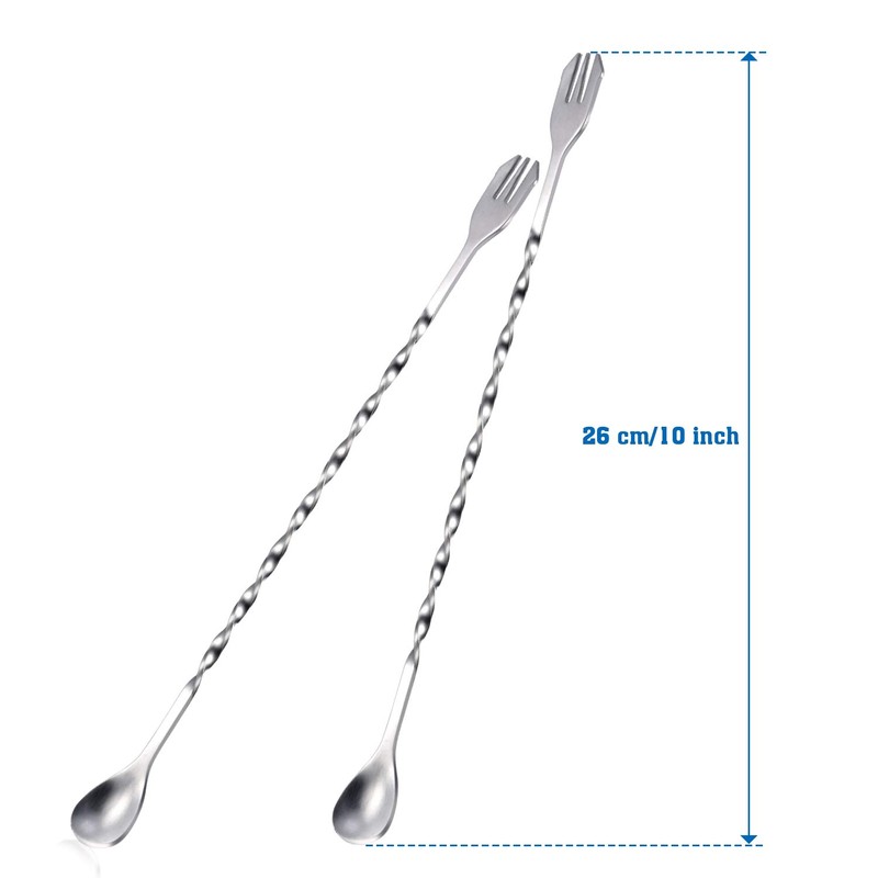 Boao 8 Pcs 10 Inch Long Bar Spoon Cocktail Spoon
