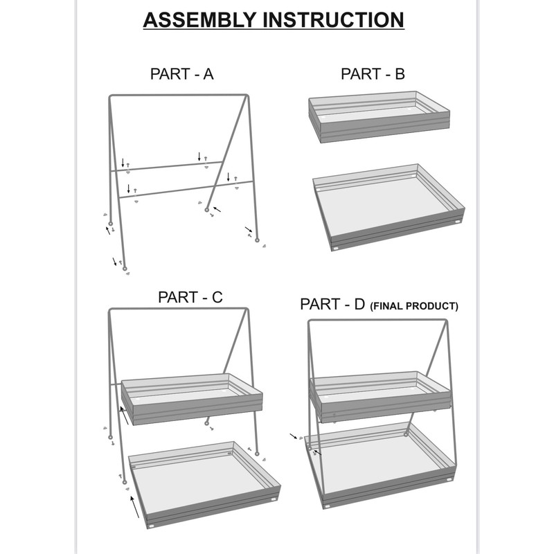Benzara Galvanized Metal Two Tiered Rectangular Serving Tray, Gray