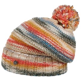 LIERYS Fauske Bobble Hat Women/Men - Bobble Hat with Virgin Wool - Made in Germany - Knitted - One Size 55-60 cm - Wool Hat in Oversize - Winter Hat Autumn/Winter, light beige