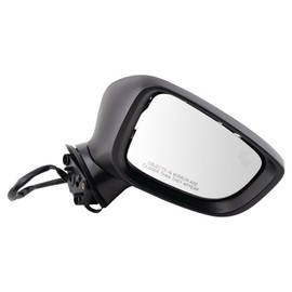 TRQ Passenger Side Mirror Power Heated with Blind Spot Indicator Smooth Black Compatible with 2017-2018 Mazda 3 MA1321185 MA1321186